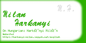 milan harkanyi business card